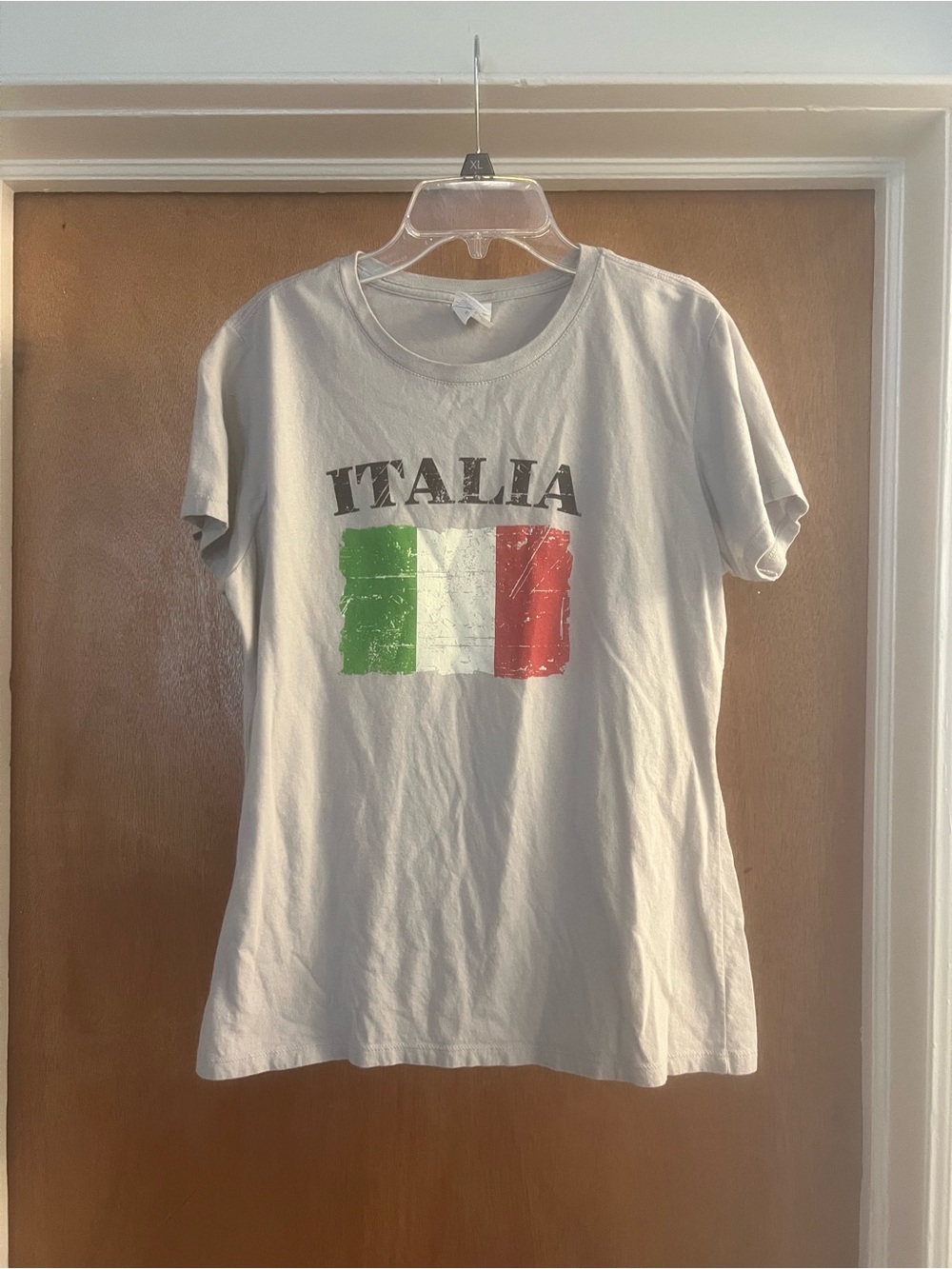 Port and Company Women’s Gray Crewneck Short Sleeve Tee with Italia Graphic